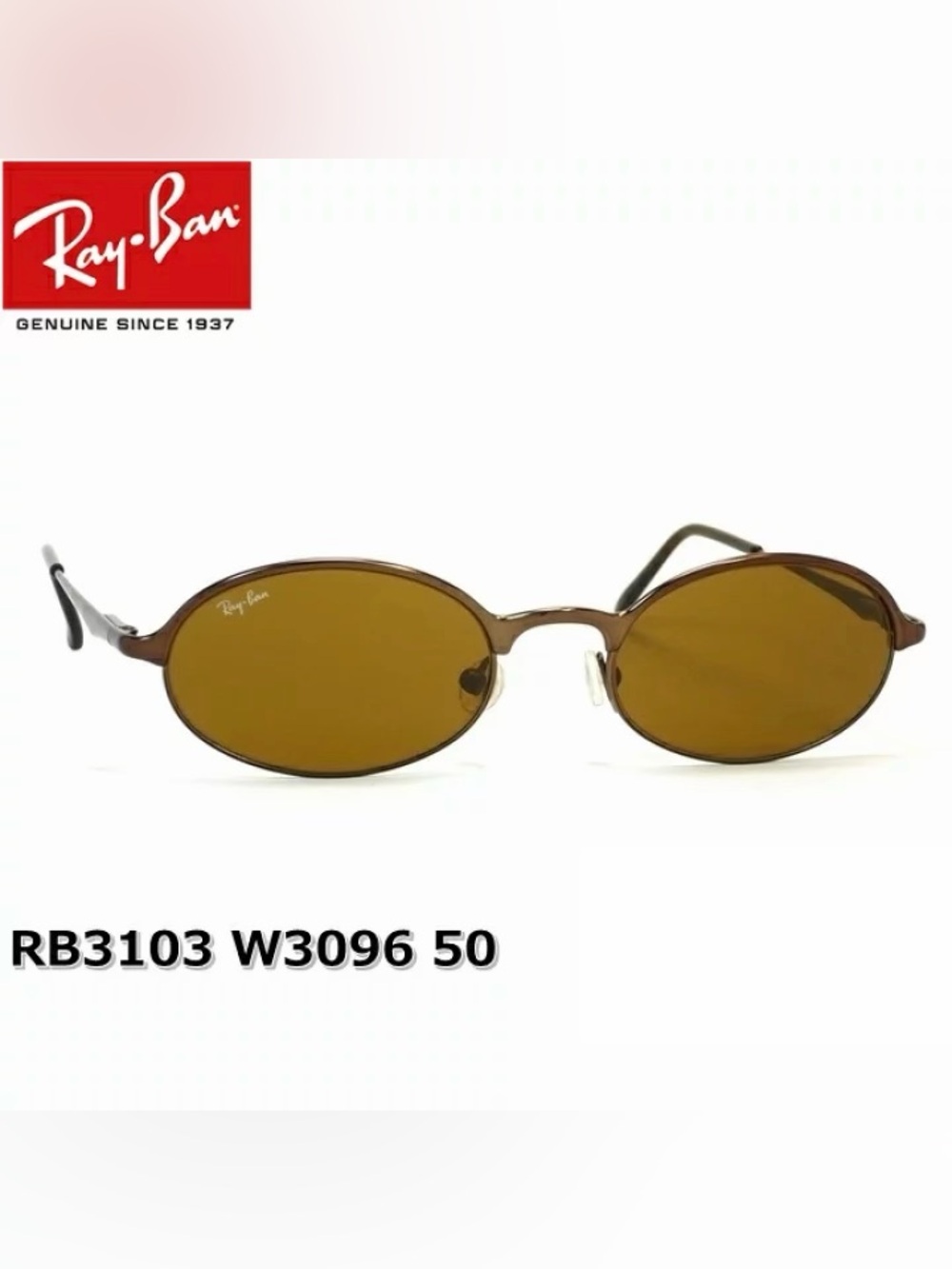 Vintage Uptown Ray-Ban Oval Frame Sunglasses with Amber Lenses RB3103 W3096